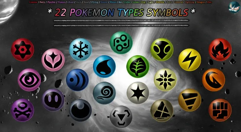 22 pokemon types symbols organizing cards