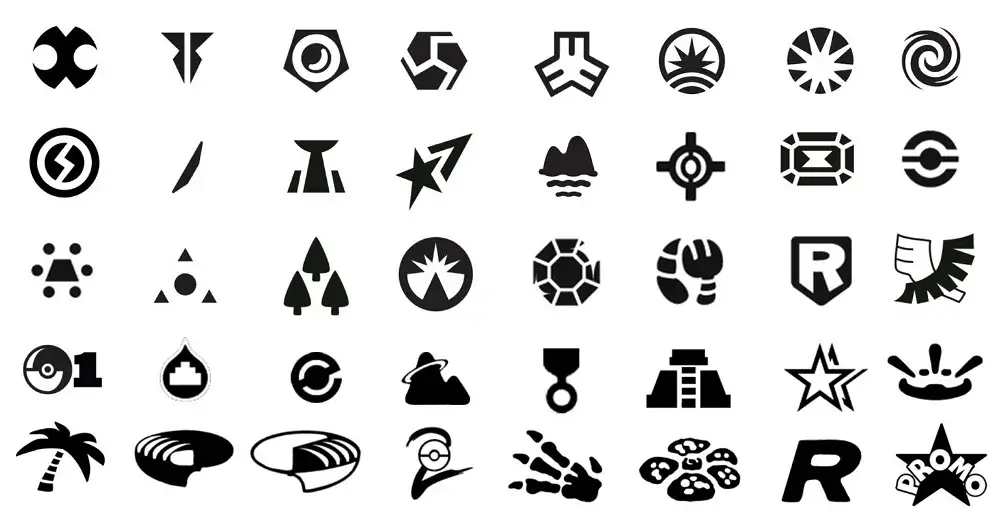 different set symbols pokemon card trading game