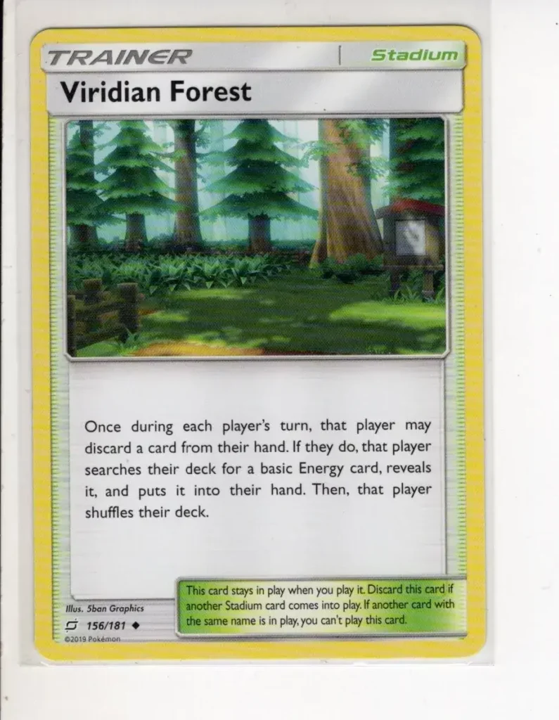 viridian forest pokemon trading card game stadium trainer card green