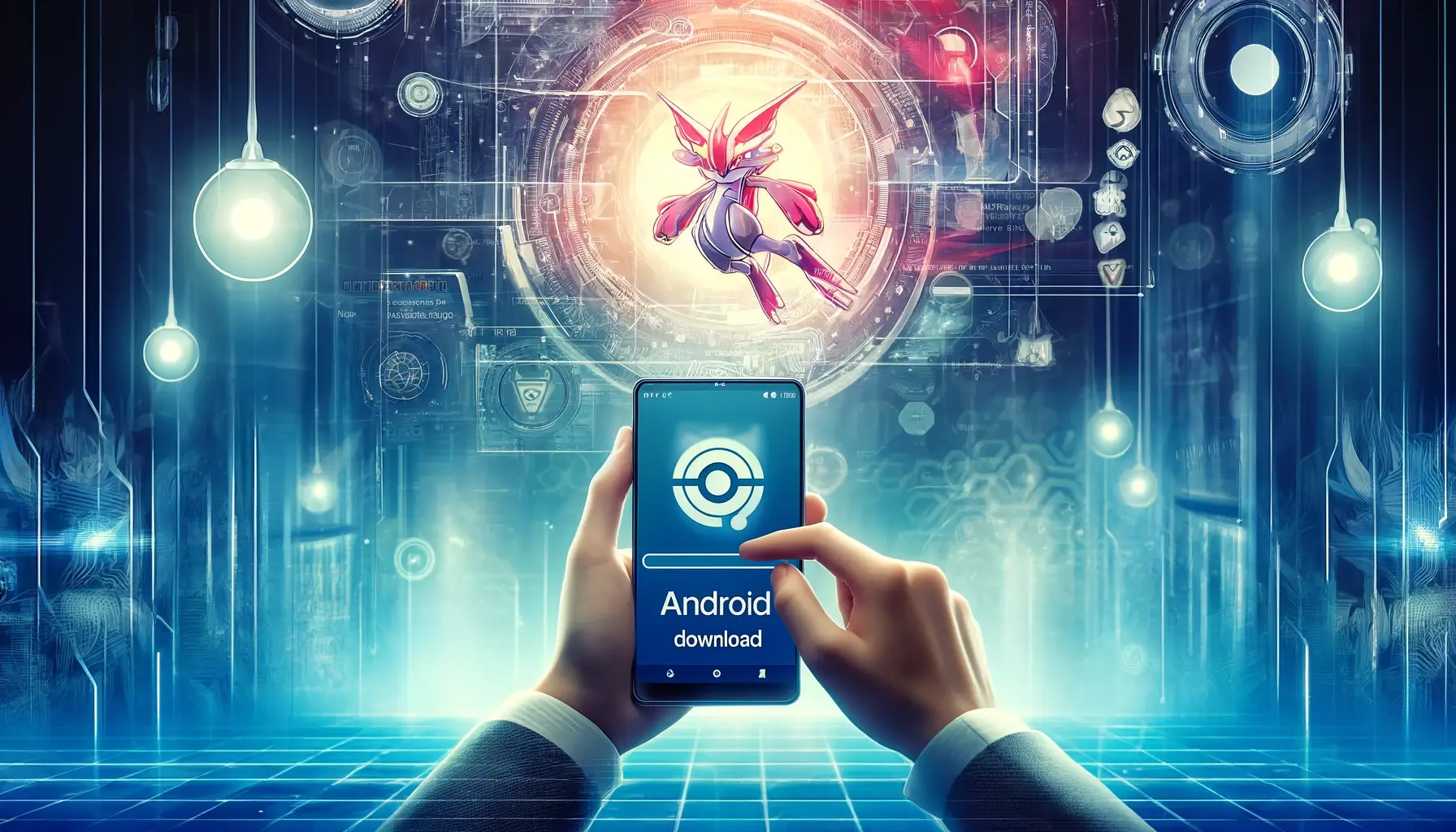 Pokemon Infinite Fusion Android Download. The image will depict a futuristic, high-tech scene