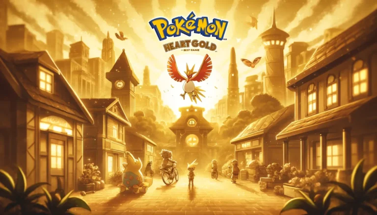 A nostalgic and evocative scene depicting Pokémon HeartGold best game. The image should capture the essence of the Johto region with its iconic