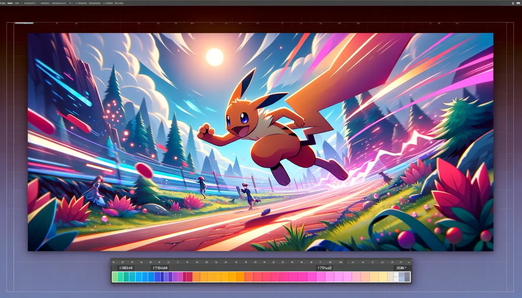Create an engaging digital artwork for a blog header, focusing on 'How to Run in Pokémon Violet'.