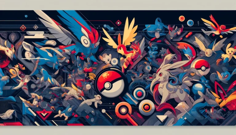 Design a stylish digital artwork for a blog header about 'Pokémon Scarlet and Violet Wallpaper'. The image should feature an array of Pokémon