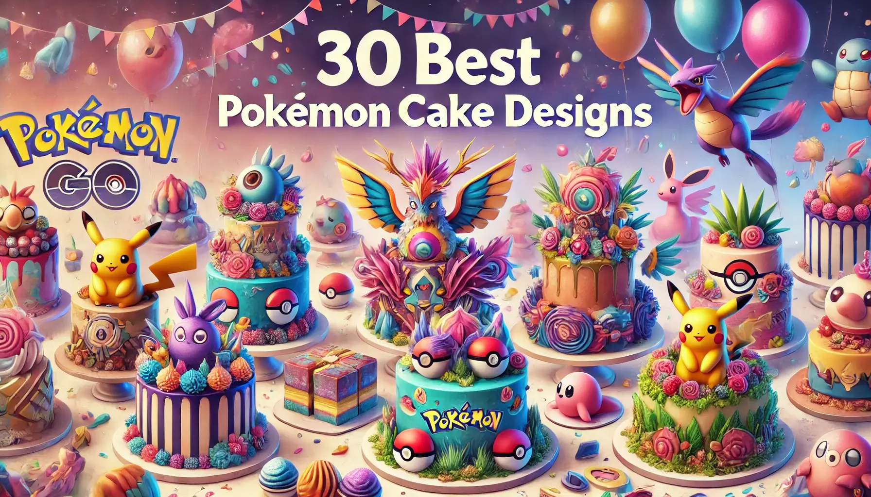 DALL·E 2024 08 06 18.51.20 A vibrant and colorful title image for a blog post titled 30 Best Pokemon Cake Designs. The image should feature an assortment of whimsi compressed